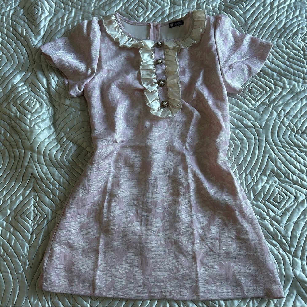 Lily White Cream and Pink Ruffled Blouse